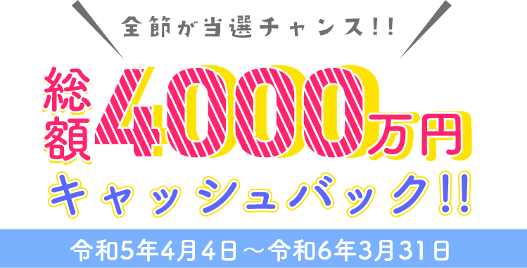 総額4000万円キャッシュバック！！