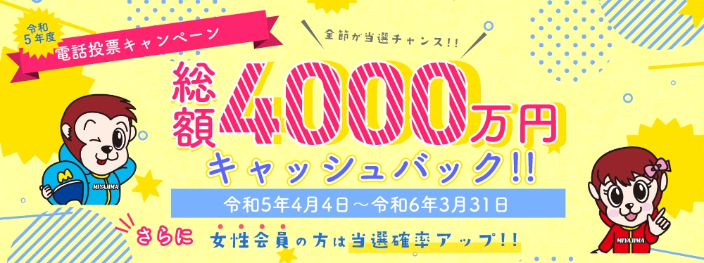 総額4,000万円キャッシュバック！！電話投票キャンペーン